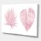 Designart - Tropical Pink Watercolour Leaves II - Shabby Chic Canvas Wall Art Print
